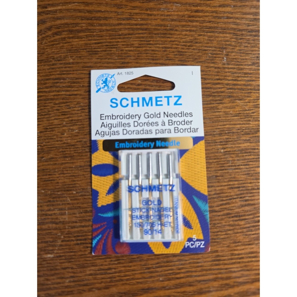 Schmetz Embroidery Gold Sewing Machine Needles 90/14 5 Pack #1825